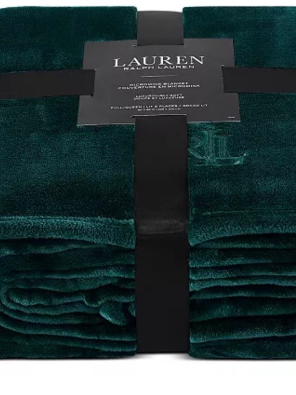 LAUREN Ralph Lauren Green Plush King size Blanket New